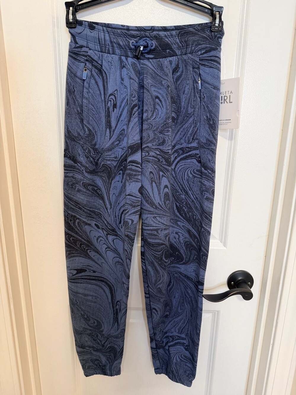 Athleta Girl Warm Up 2.0 Jogger Size M/8-10 Blue Marbled Sweatpants